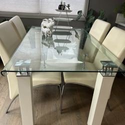 Modern Glass Dining Table w/ Chairs 