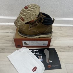 Brunt Marin Welted Boots Mens Size 9.5 Dark Tan Waterproof Comp Toe Work Safety