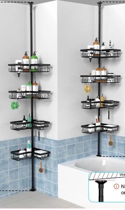 Corner Shower Floor to Ceiling Shower Caddy 95" Black