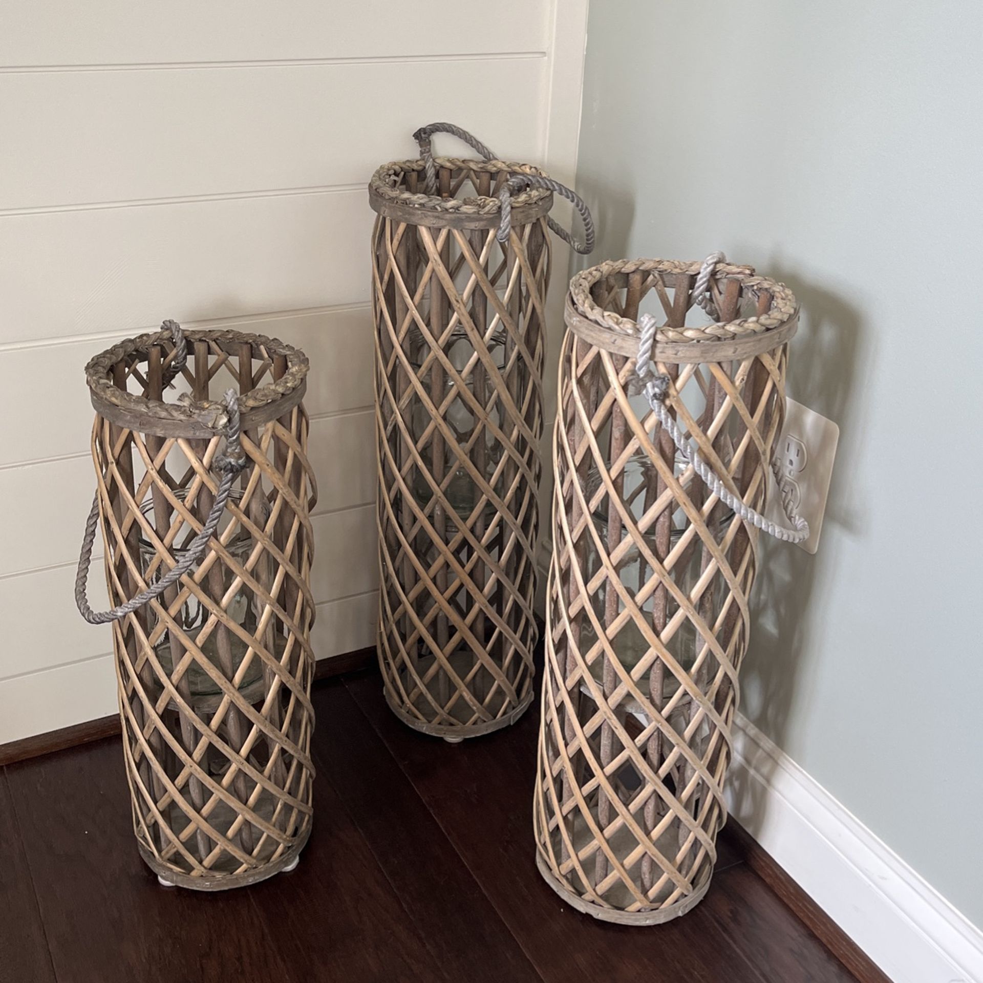 Three Large Floor Candle Holders 