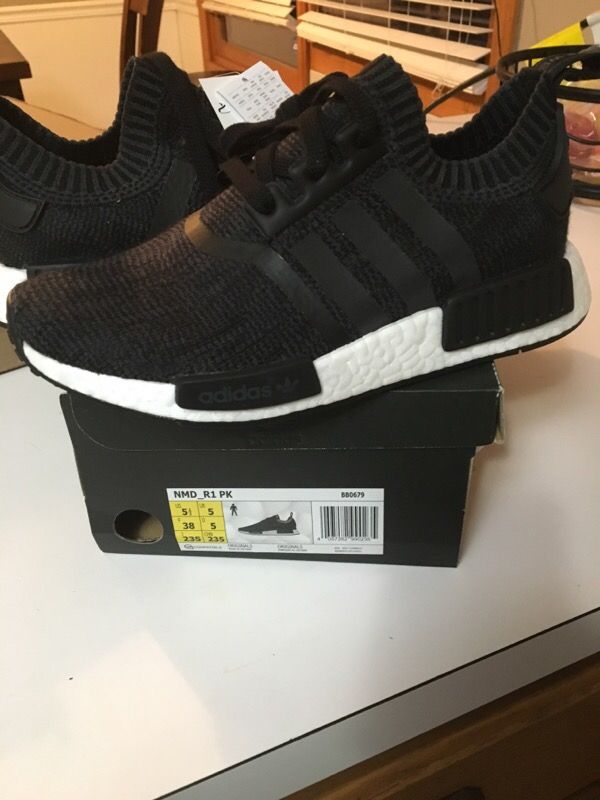 Adidas NMD R1 PK Textile Winter Wool Black White BB0679 Size 5.5 LIMITED DS
