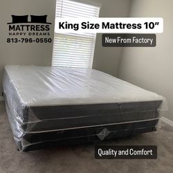 King Size Mattress 10 Inches Thick Excellent Comfort Also Available: Twin, Full And Queen New From Factory Delivery Available