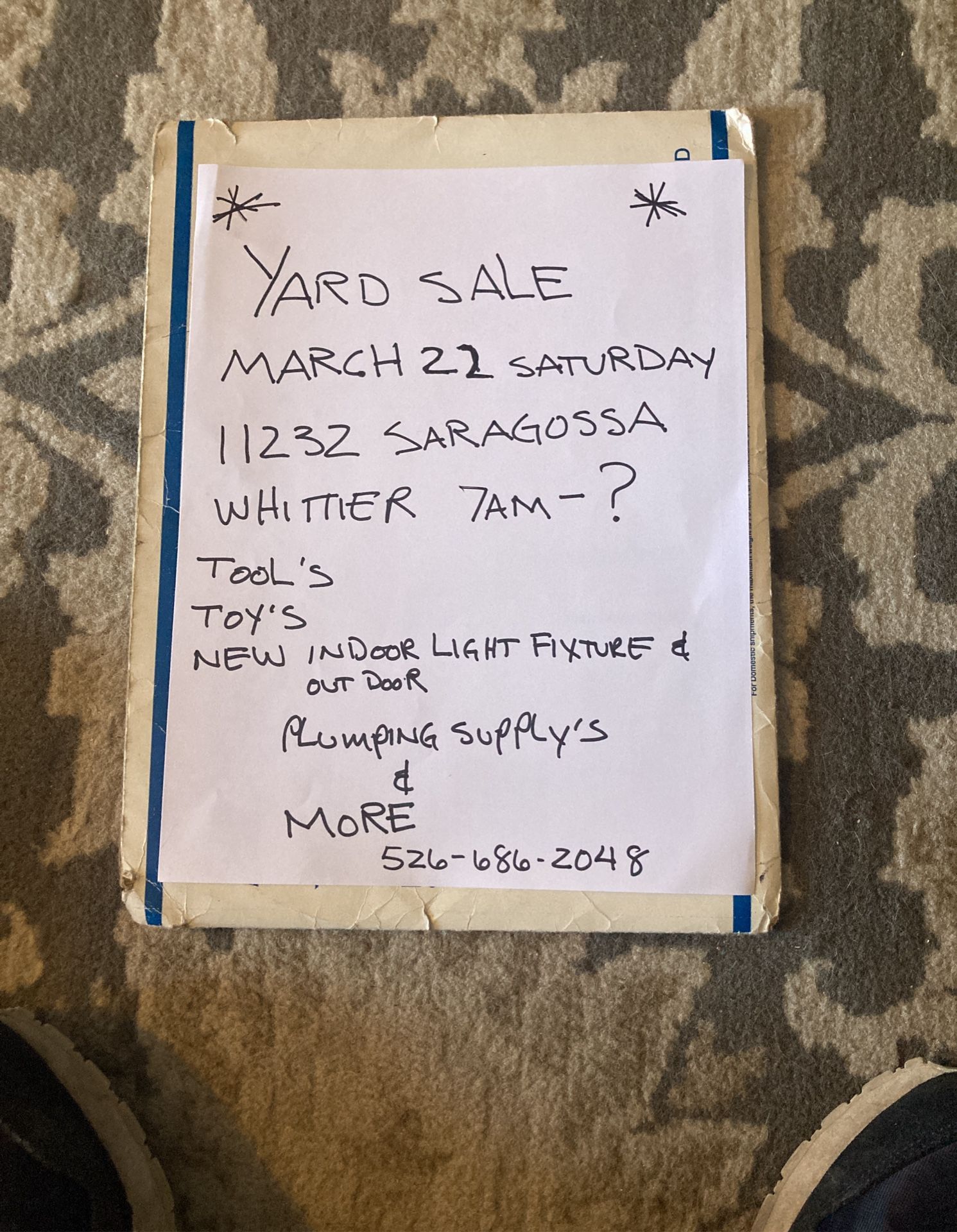 Saturday March 22 YARD SALE 