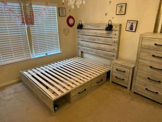 Cambeck Willowton Bedroom Furniture Set Queen King Size Bed Frame dresser mirror nightstand chest mattress box spring storage Bed Frame Only $39 down