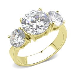 TK3672 ion plating stainless steel ring with 3 AAA cubic zirconia Stones Size 7