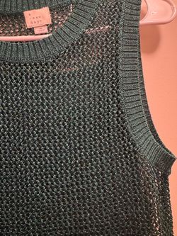 A New Day Green Crochet Knit Tank Top Medium