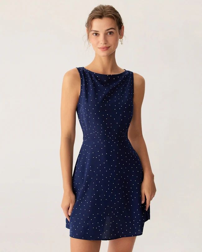 Polka Dot Blue Mini Cut Our Dress