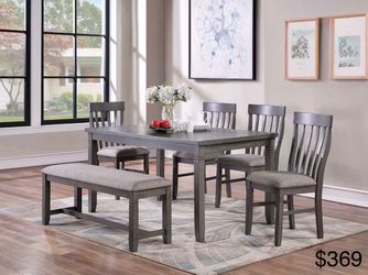 Dining table set with bench