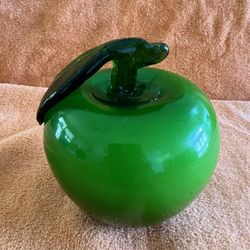 Green Glass Apple With Leag