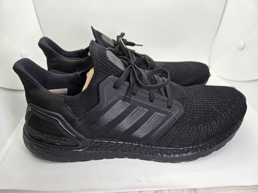 Adidas UltraBoost 20 Shoes Men's 12 Triple Black Running Athletic Gym Sneakers