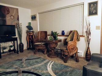 HAND CARVED ELEPHANT TABLE AND CHAIRS