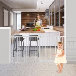 Extra Wide Baby Gate, 30" Tall 47" Wide Configurable Baby Gate Fireplace Safety Fence, Metal Pet Safety Playpen for Toddler/Pet/Dog Christmas 