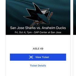 2 Shark Hockey Game Tickets Got Tonight's Game 