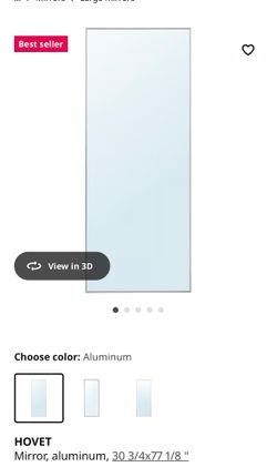 IKEA Hover Mirror 77 1/8 In Tall, 33 3/4 Wide White Trim