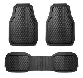 Ozark Trail 3-Piece Black Deep Dish Car Floor Mats, Anti-Slip Rhombus Pattern, All-Weather Universal Trim-to-Fit for Cars, Suvs and Trucks.