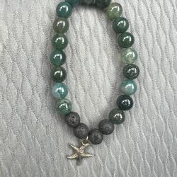 Starfish Bracelet New!! Green Beads 