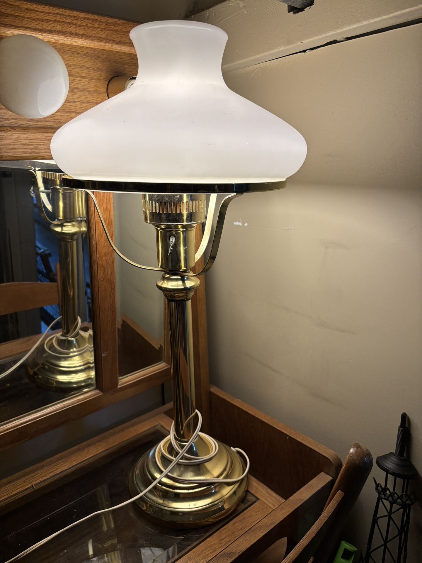 1970s light 21" tall brass with globe