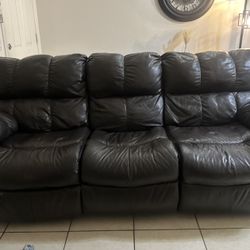 Dark Brown Couch Reclines On Each Side Of Couch