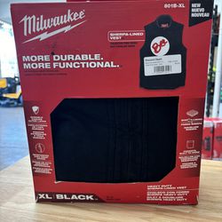 (New) Milwaukee Men’s XL Black Heavy-Duty Sherpa-Lined Vest With 5-Pockets 