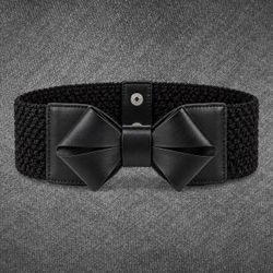 Black Stretch Waist Belt Bow Front Size XS