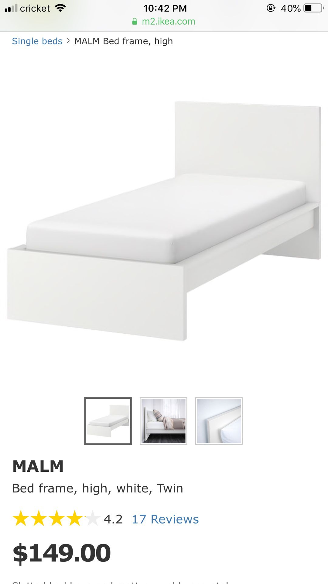 IKEA white twin bed frame
