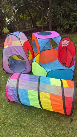 Kids Pop-Up Play Tent and Tunnel Set