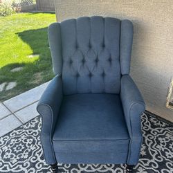Blue Wingback Recliners (2)