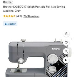 Brother LX3817G 17-Stitch Portable Full-Size Sewing Machine, Grey
