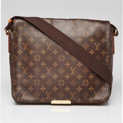 Louis Vuitton Abbesses messenger bag monogram canvas italian leather tan large.
