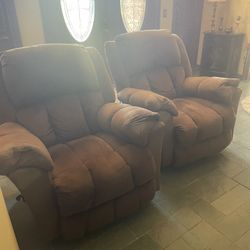 Two Rocker Recliner Swivel Chairs