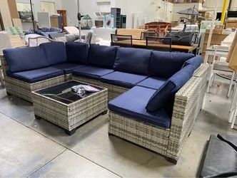 New Assembled 7-Piece Outdoor Patio Furniture Set PE Wicker Rattan Sectional Sofa Conversation Set