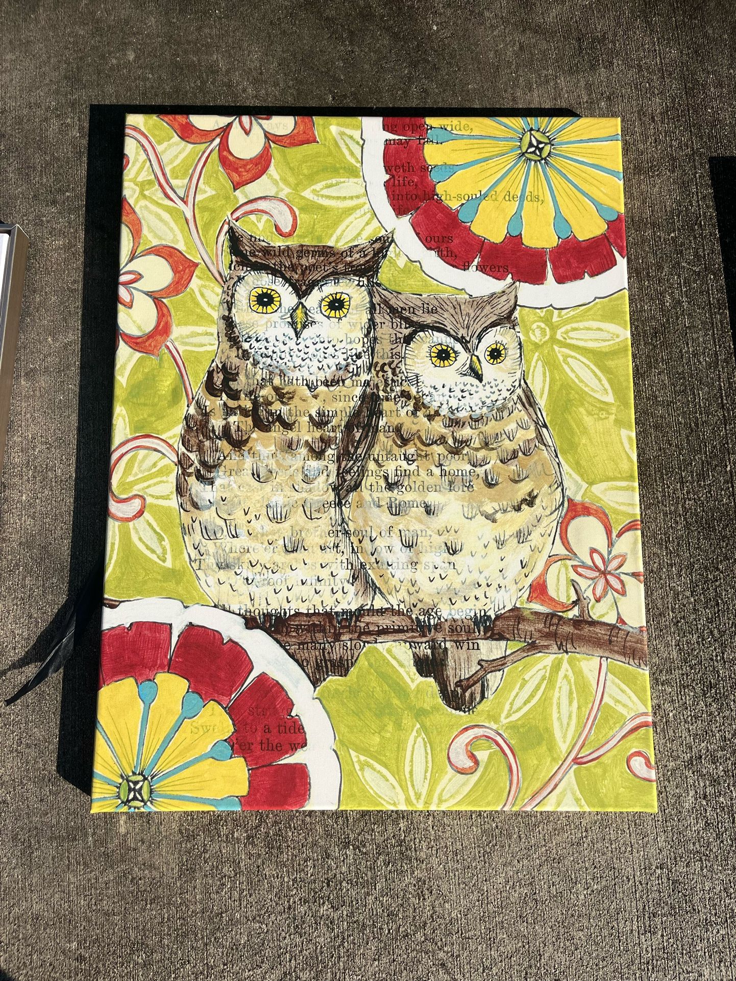 Owl Photo with Writing on Canvas