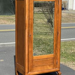 Vintage Maple Arts and Crafts Style Armoire with Birdseye Maple Raised Panel