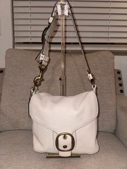 Vintage COACH Bleecker Soho 11419 White Leather Shoulder Bag Braided Handle Tattersall lining. Y2K.