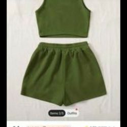 SHEIN EZwear Scoop Neck Tank Top and Track Shorts