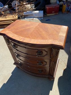 Ornate Wood Nightstand with 3 Drawers