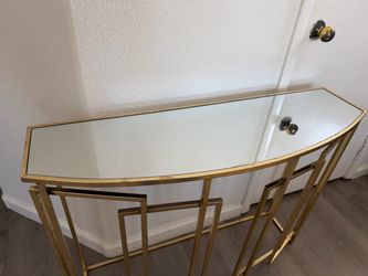 Gold Metal Console Table with Mirror Top