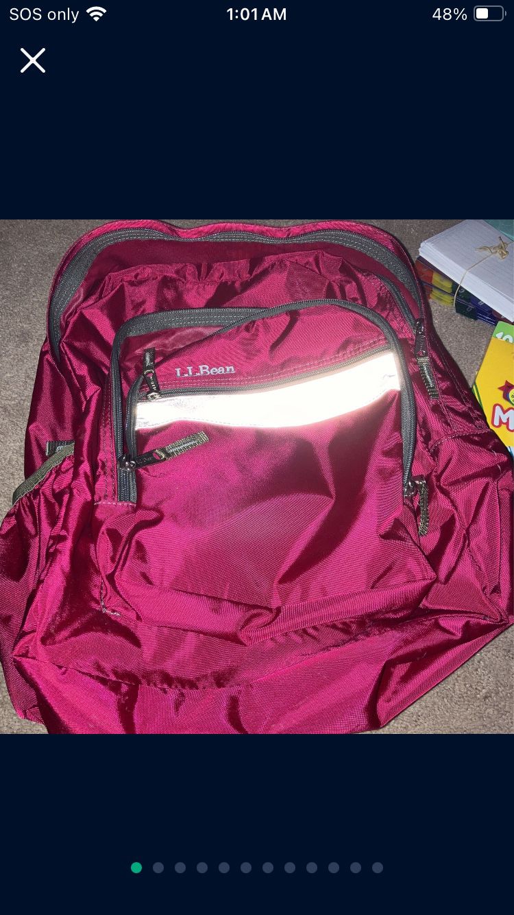 LL Bean Red Backpack Unused 