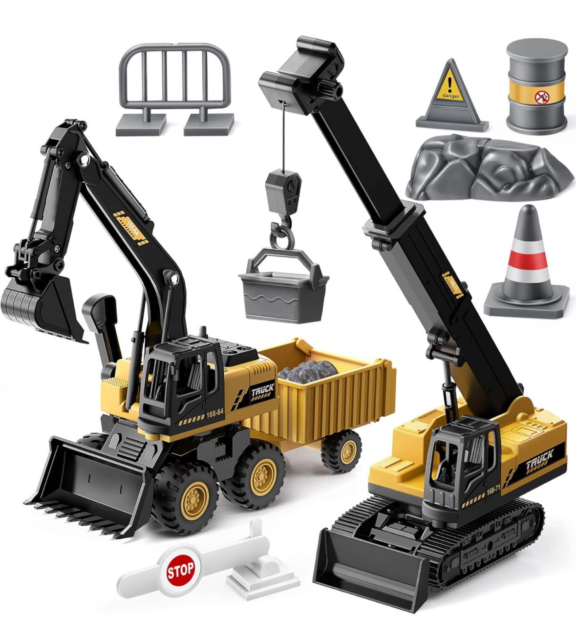Excavator Toys Construction Truck,Crane Toys for Kids 3-5, Bulldozer Toys Lifting Crane Toys Outdoor