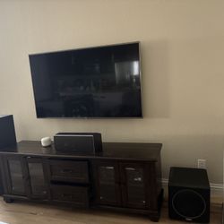 Polk Audio Home Theater Speaker Bundle – Tower, Center, Subwoofer – $350