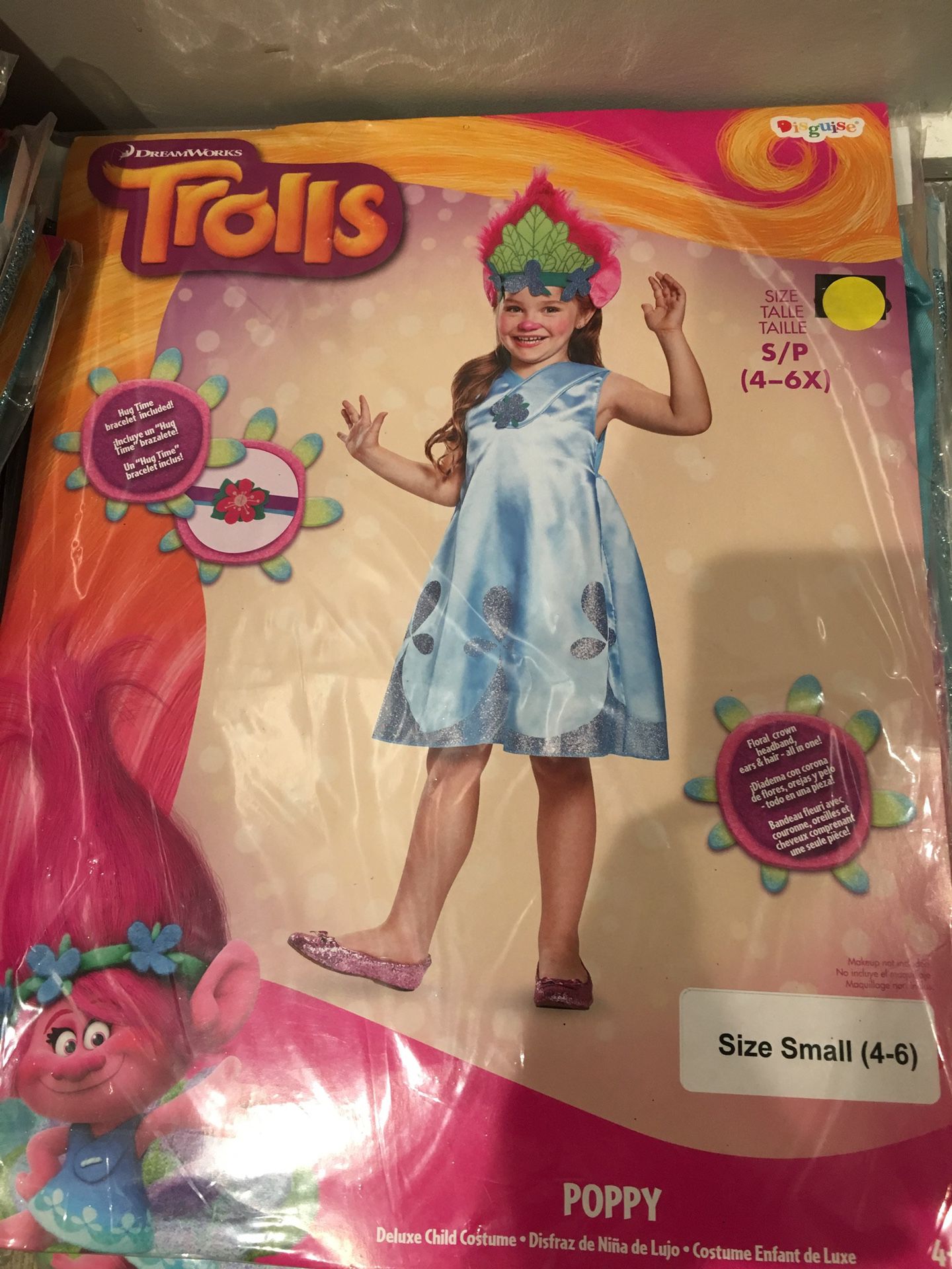 Trolls Poppy Halloween Child Girl’s Kids Costume Small 4-6 and Medium 7-8