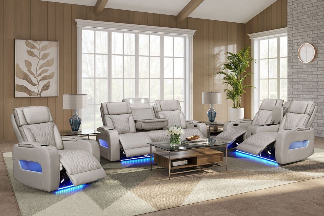⭐️New Power Reclining Sofa Couches /w Bluetooth Speaker And LED Lights. Get It Now For Only $49 And Pay Later