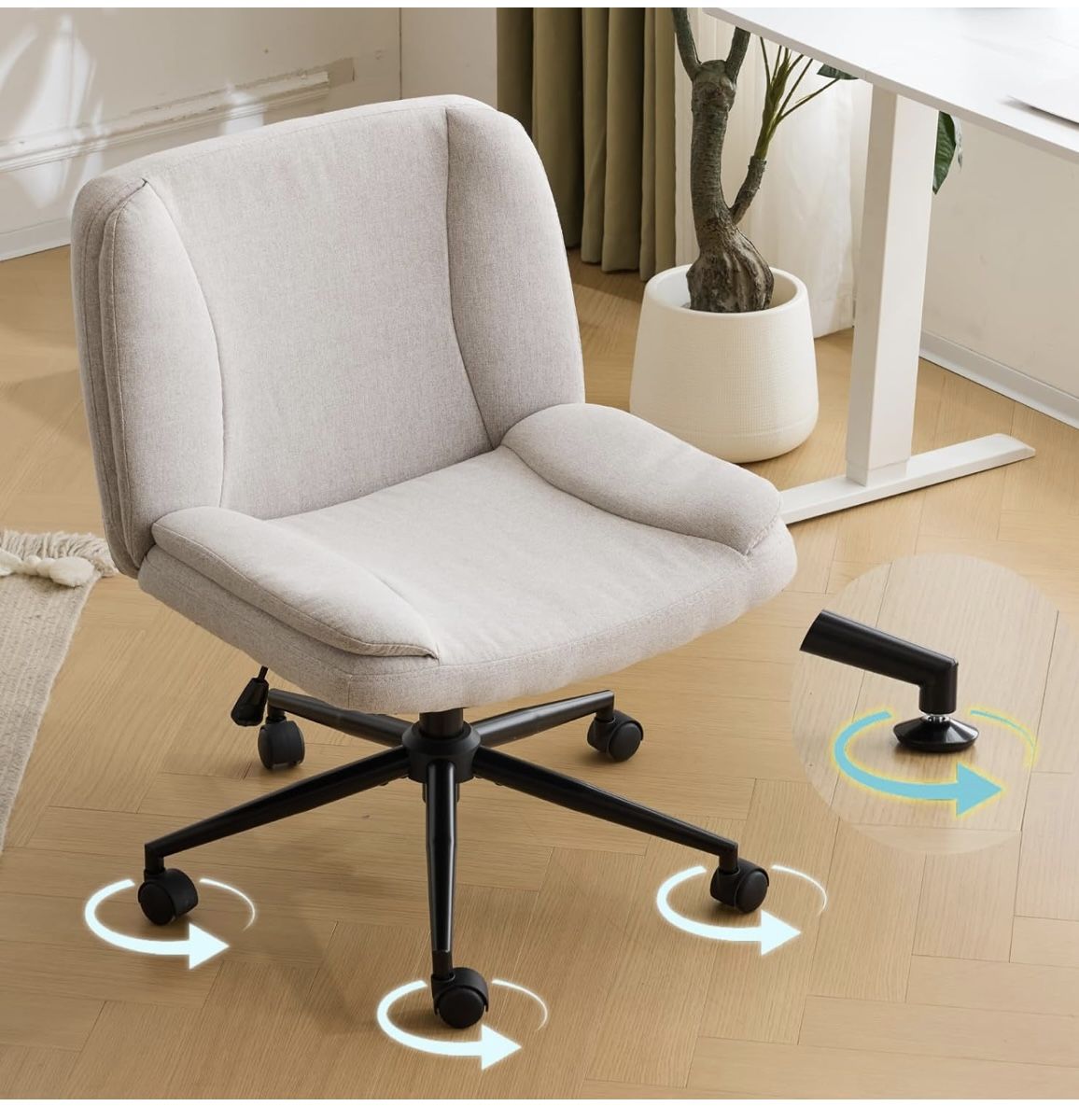 NEW - VINGLI Criss Cross Thick Padded Armless Comfy Desk Chair with Dual-Purpose Base