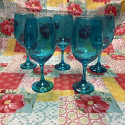 Teal Water Goblets/wine Glasses 