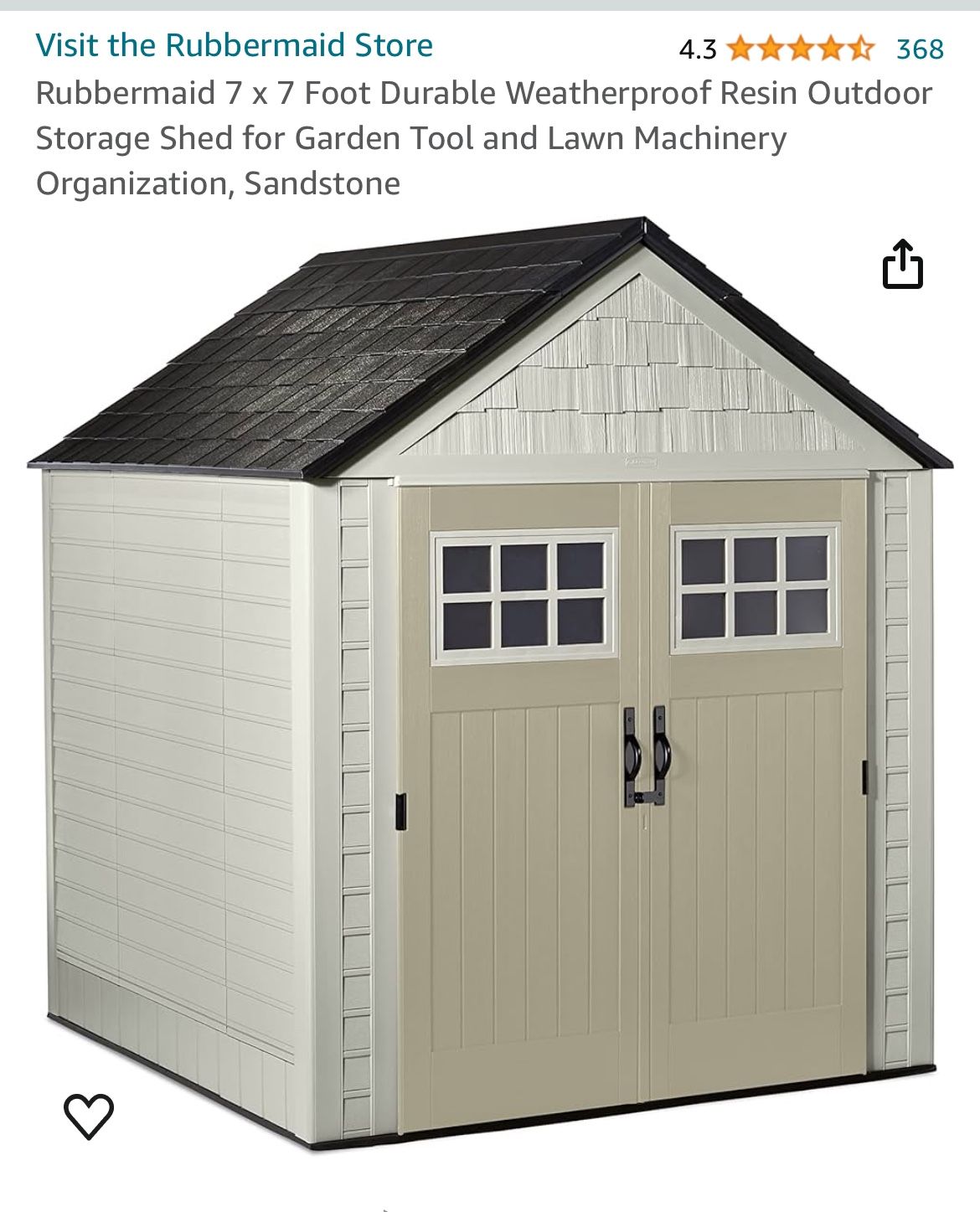 NEW!!! Rubbermaid 7 x 7 Foot Durable Weatherproof Resin Outdoor Storage Shed