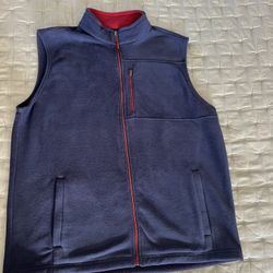 Men’s Izod Zip Up Sleeveless Vest, Color Navy/red, Size XL