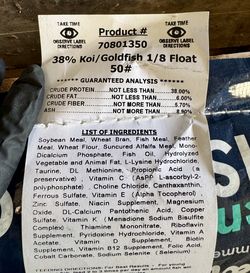 Koi and Goldfish Food, 1/8" floats, 50lb bag
