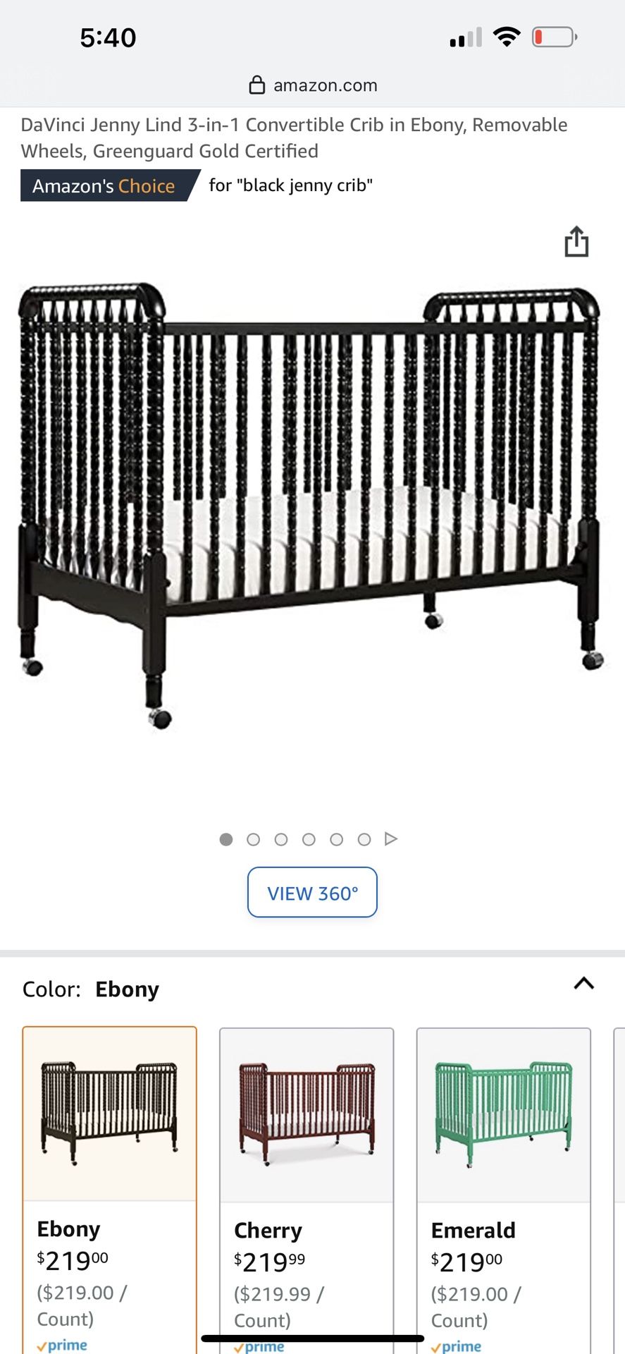 Black Jenny Lind Crib And Changing Table
