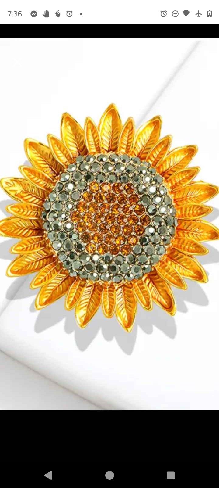 Delicate Yellow Enamel Lapel Elegant Sunflower Pin Brooch Rhinestone