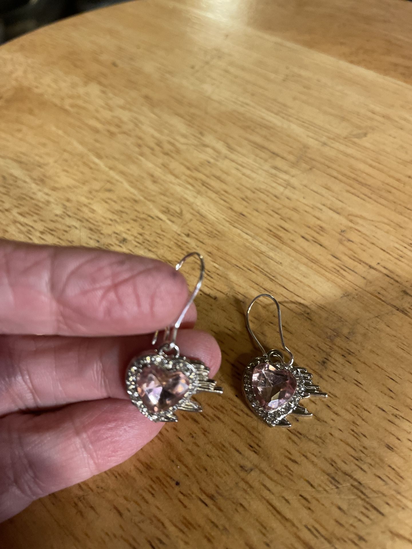 Y2K Pink Rhinestone Heart Earrings 